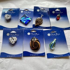 Blue Moon Beads Glass Pendants Bundle of 7 Necklace Jewelry Making